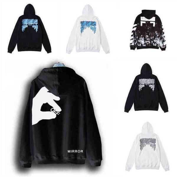 

luxury mens classic sweatshirts designer offs fashion brand back print arrow x hoodies loose hip hop hoodie autumn winter men women 8t3z, Black