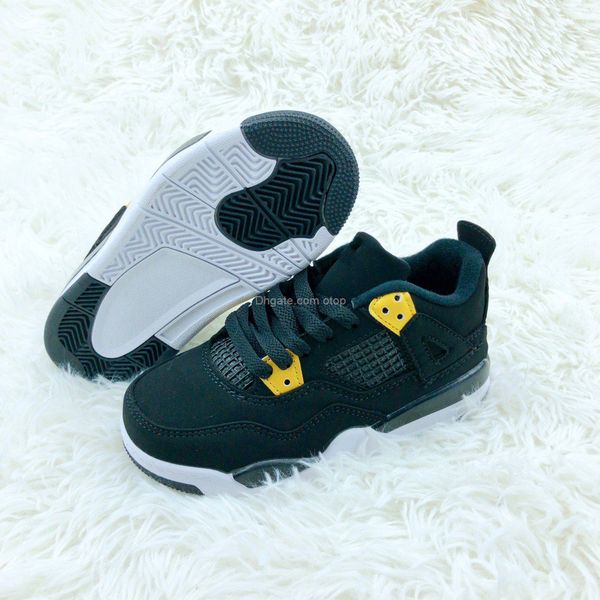 

2022 jumpman 4 royalty basketball shoes black metallic gold-white 308497-032 kids boy girl sports children students sneakers us size 9c-3y e