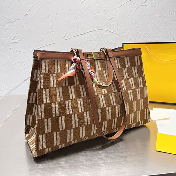 

large capacity tote bag women handbag shopping bags fashion tapestry fabric embroidery letter classic twist lock inside pocket lady shoulder
