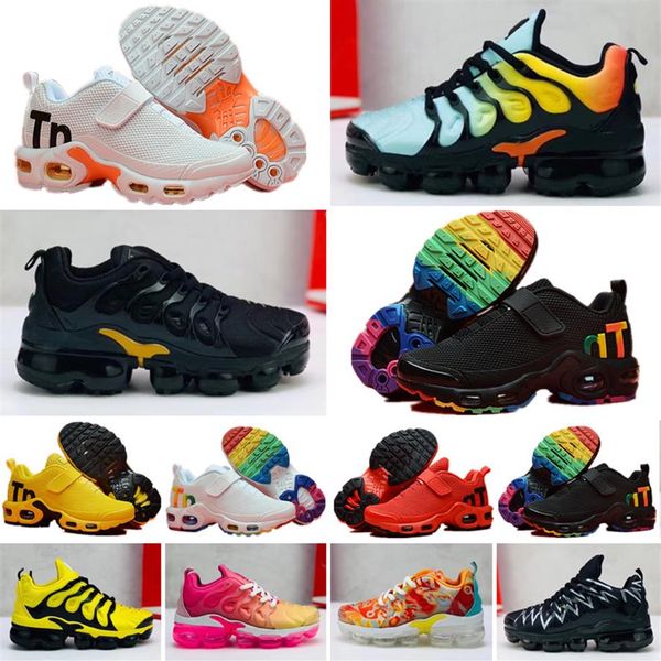 

2022 kids mercurial plus tn ultra se black white shoes orange desinger running shoe women mentrainers sports sneakers size 28-352930, Black;brown