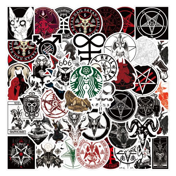 

50pcs cool gothic demon satan lucifer stickers pack for lapskateboard motorcycle decals