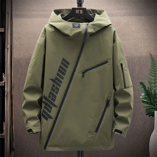 

men s jackets autumn streetwear hip hop hooded spring short zipper windbreaker oversize coat casual harajuku bomber clothing 220921, Black;brown
