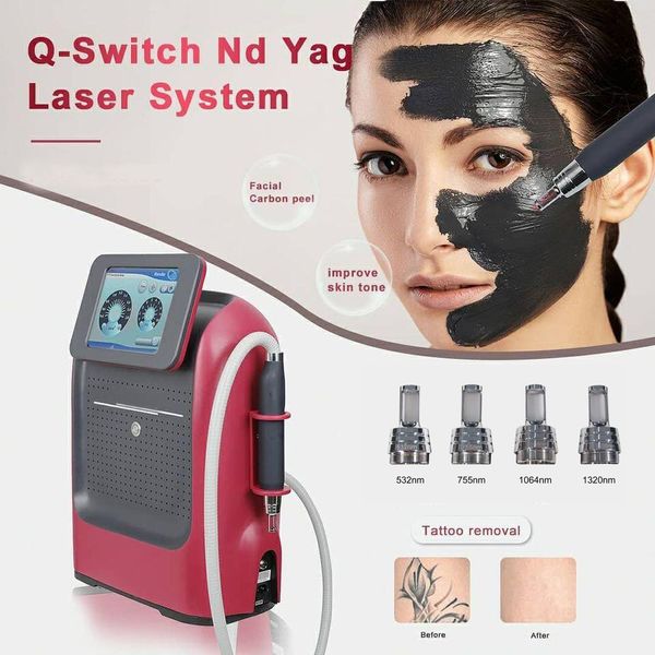 

532nm 755nm 1064nm 1320nm q-switch nd yag laser tattoo removal pigmentation removal picosecond machine with 4 wavelength, Black