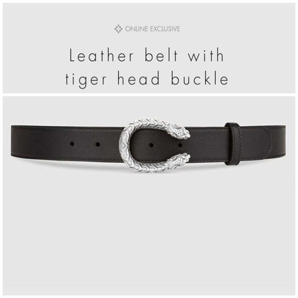 

designer belts luxury belts mens womens famous belt brand casual tiger head smooth buckle leather belt 2 colors width 38mm 43a, Black;brown