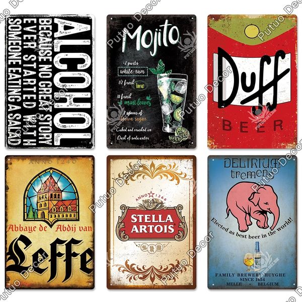 

putuo alcohol mojito beer brand metal painting vintage metal plate retro tin poster home decorative bar club man cave wall decor w16 30x20cm