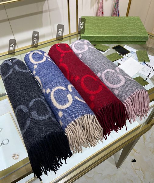 

scarves fashion in autumn and winter g letter wool scarf shawl warmth european american rectangle, Blue;gray