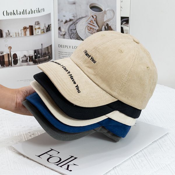 

2022 new korean version of the ins tide brand autumn and winter embroidered letters peaked cap female face small couple soft baseball cap al, Blue;gray
