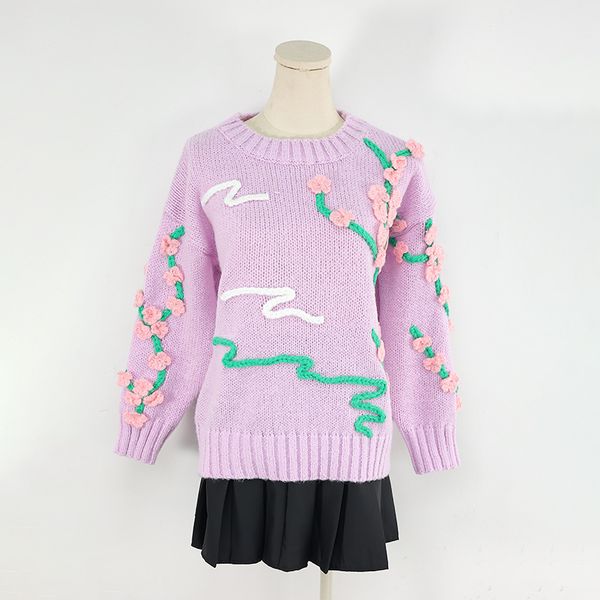 

909 2022 milan runway autumn sweater long sleeve crew neck pullover purple womens yuecheng, White;black