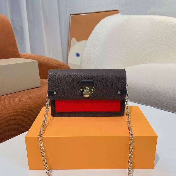 

fashion brand shoulder bag small crossbody bags wallet luxury designer chain handbag tote coin purse leather fabric for women with boxs, Black;red