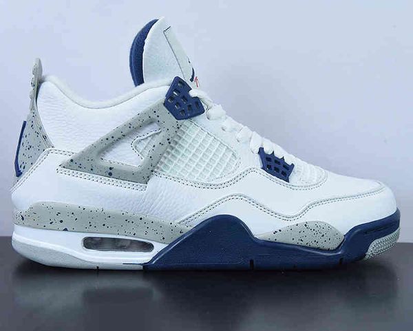 

2023 version jumpman 4s midnight navy basketball shoes 4 white/midnight navy-light smoke grey-fire red outdoor running trainers sports