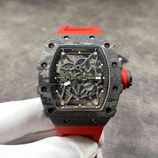 

luxury wristwatch richa milles business leisure rm35-02 fully automatic mechanical r watch tape men's watch watches tn4a, Slivery;brown