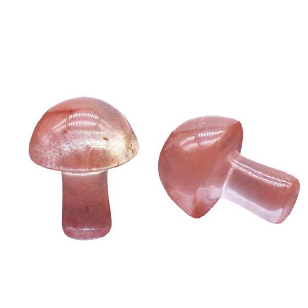 

20mm mushroom shaped gemstone statue figurine carved cherry quartz stone mushrooms crafts for healing chakra reiki balancing home decoration, Black