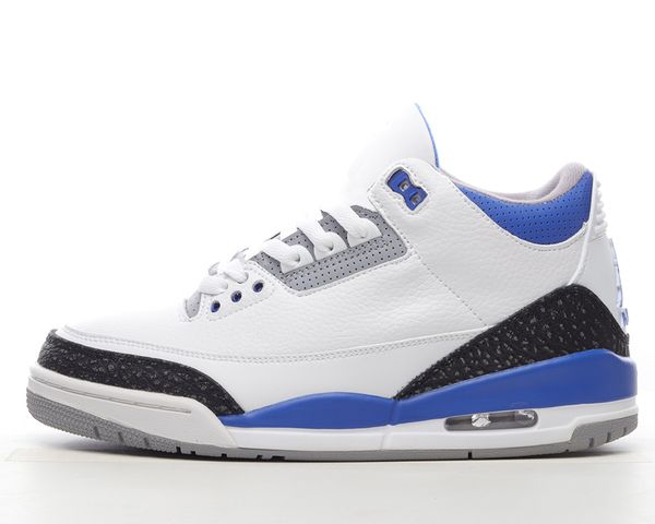

2023 jumpman 3 racer blue basketball shoes 3s white/black-cement grey-racer blue outdoor running trainers sports sneakers with box