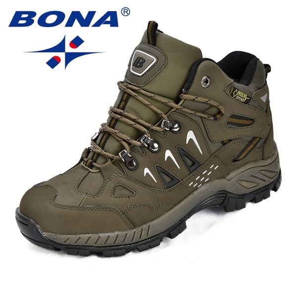 

safety shoes bona classics style men hiking action leather athletic lace up outdoor jogging sneakers 220921, Black;brown