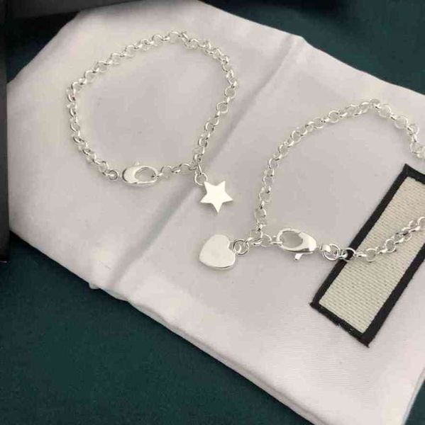 

charm bracelets s925 sterling silver ancient little love star bracelet female lovely fresh peach heart double-sided tassel, Golden;silver