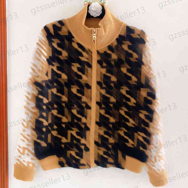 

womens sweater fashion full body letter logo classic pattern women sweaters stand collar zip cardigan knit soft jackets designer cardigan, White;black