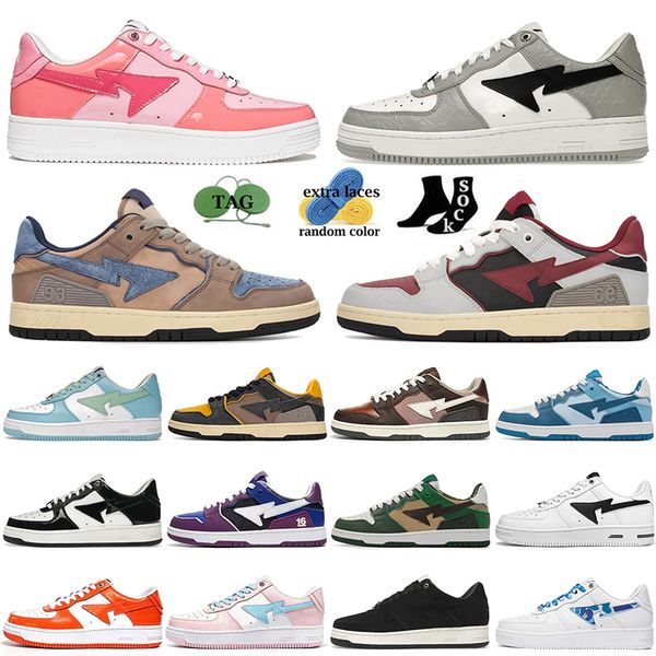 

casual shoes fashion trainers sneakers luxury black white blue pastel pink camo combo mist grey mens women designer bapestas baped platform