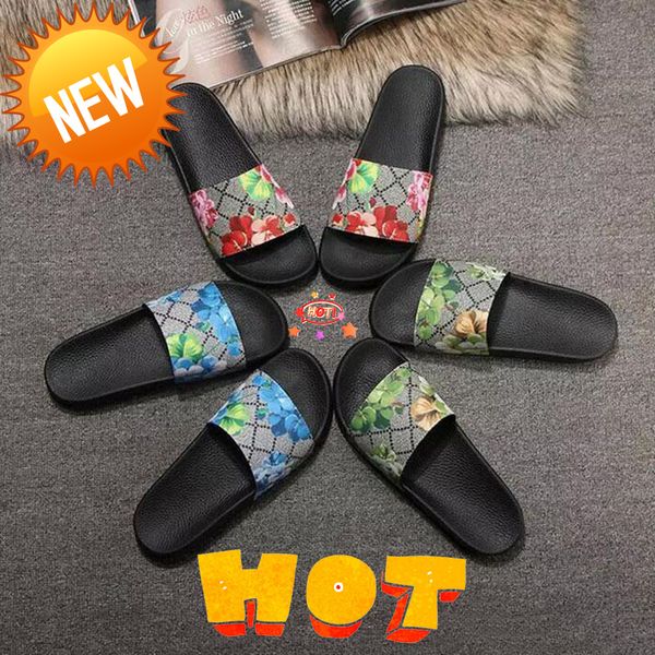 

new fashion designer slides slippers men women sandals flower red green blue home living slide print slides flip fl