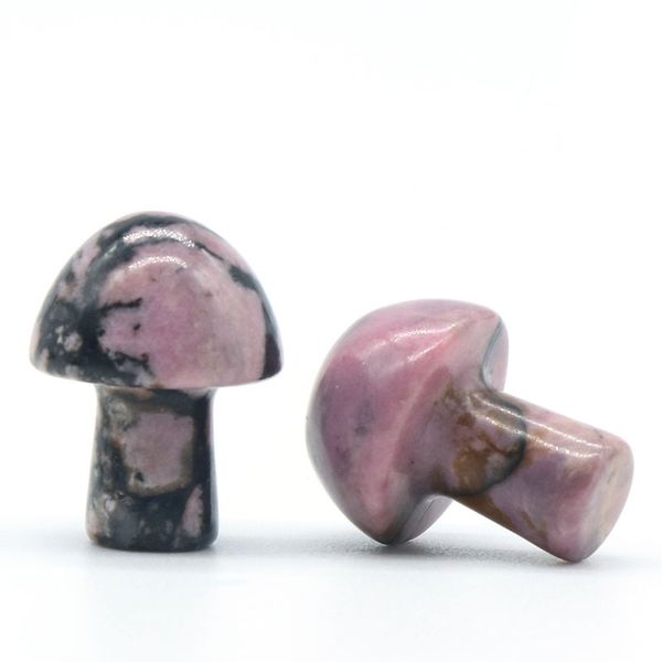 

20mm rhodochrosite mushroom sculpture mini mushrooms gemstone decoration colorful stone decor crafts for garden yard decor, Black