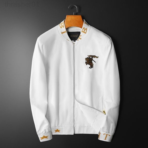 

men's jackets men's autumn new burbersy embroidery stand collar jacket men's trend goods, Black;brown