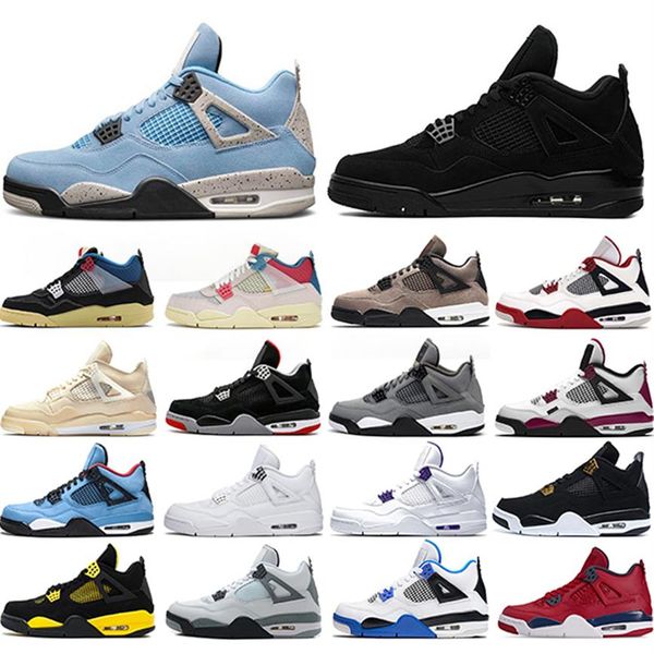

new arrival jumpman 4 4s basketball shoes university bluefire red black cat cool grey bred white cement mens designer trainers sports s264w