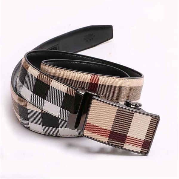 

plaid buckle designer men's real belts belt automatic business jeans cowhide fabric fashion 2110121903, Black;brown