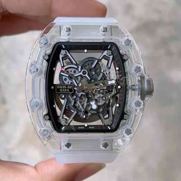 

richa business leisure rm35-02 fully automatic mechanical mill watch p crystal case tape mens dqck, Slivery;brown