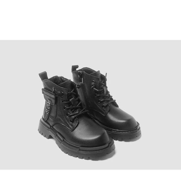 

boots baby shoes children casual footwear kids cowhide boysgirls martin autumn single chelsea e13892, Black;grey