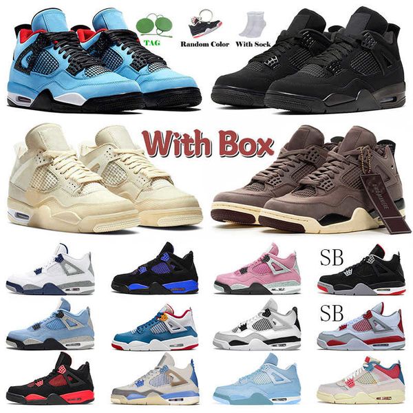 

jumpman 4 with basketball shoes mens womens midnight navy violet ore unc black cat iv cactus jack offs white 4s sail pink designer, White;red