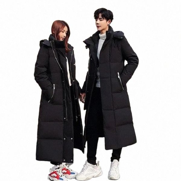 

women's down & parkas winter male jacket 2021 korean version of couple wear cotton super long men clothes thick slim plus size x353#, Black