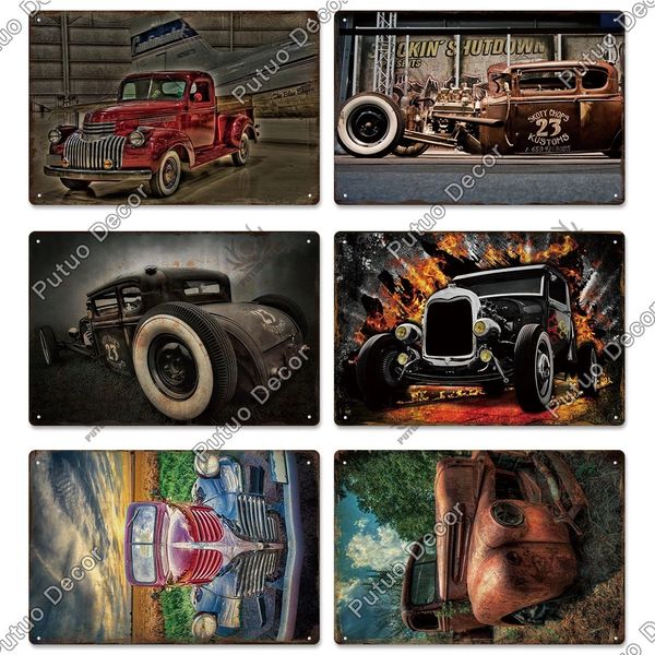 

putuo decor classic cars retro metal painting vintage tin sign decorative plaque garage man cave home decoration vintage car posters w17 30x