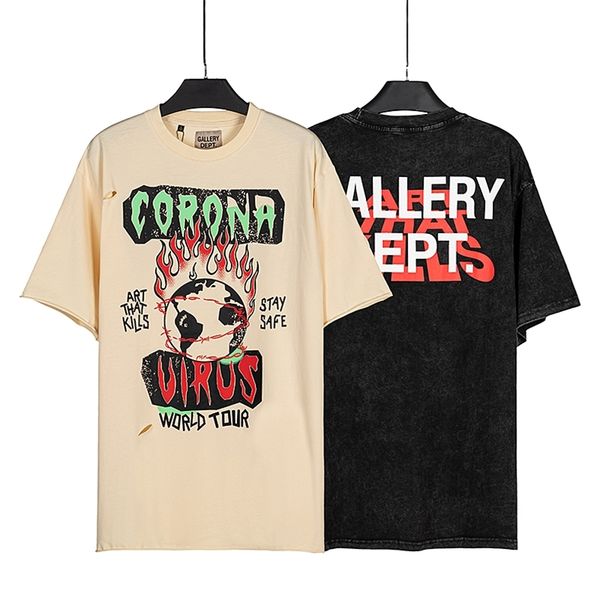 

designer galleryes fashion casual t shirts american vintage letter printed cotton loose short sleeved t-shirt men women, White;black