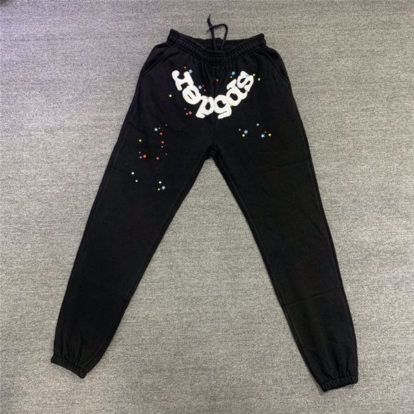 

men's hoodies sweatshirts pants graffiti web 555555 men women quality sp5der joggers drawstring trousers hoodie, Black