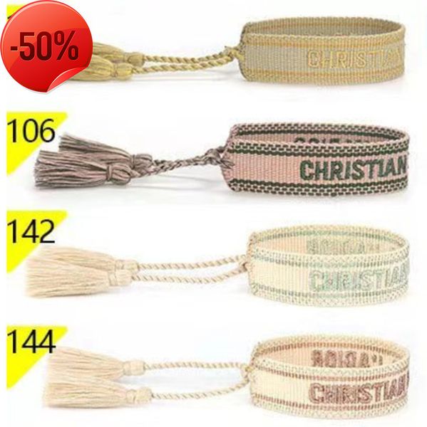 

luxury designercharm bracelets fashion brand embroidery classic women men bangles friendship charm bangle woven adjustable tassel vin, Golden;silver