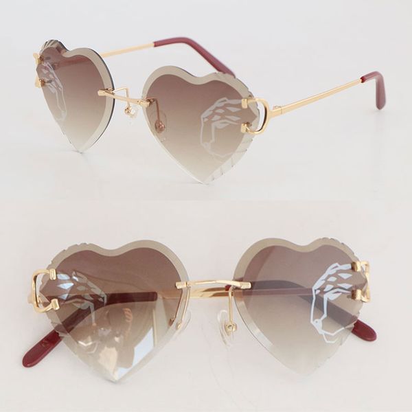 

new designer leopard print lens sunglasses women frame abnormal trend rimless luxury diamond cut men design glasses outdoors mirrored summer, White;black