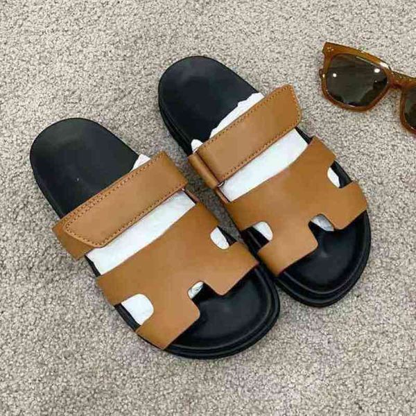 

dhl herme designer slippers slipper chypre luxury h flat beach sandals adjustable loop men women slides summer simple and smooth, Black