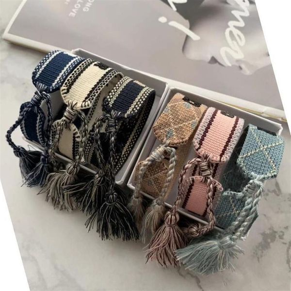 

new 2021 designer bracelets jewelry women men bracelets fashion braided tassel bangles 34 style embroidered lovers br2917, Golden;silver