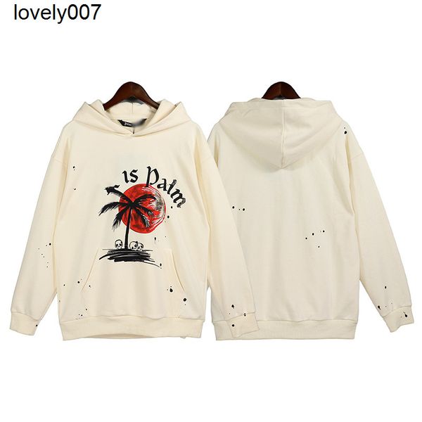 

designer men's hoodies sweatshirts palmss autumn new angelss men's sunset print spray painting long sleeve hooded sweater trend, Black