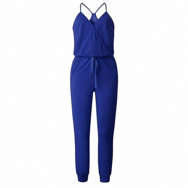 

women's jumpsuits & rompers summer backless women strap party clubwear lace-up slim overalls jumpsuit with pocket red blue black z4rq#, Black;white