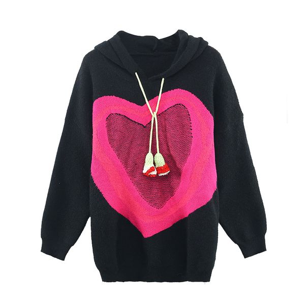 

319 2023 runway summer brand same style sweater long sleeve pullover hooded black striped fashion clothes womens yuecheng, White;black