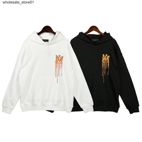 

men's hoodies sweatshirts amirs men's women's hoodie new personalized hand flow paint printing, Black