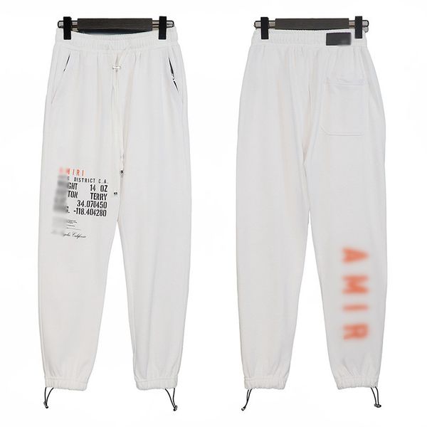 

men's pants fried street poster letter print pattern drawstring terry casual loose slim pants 100% cotton couple style white black