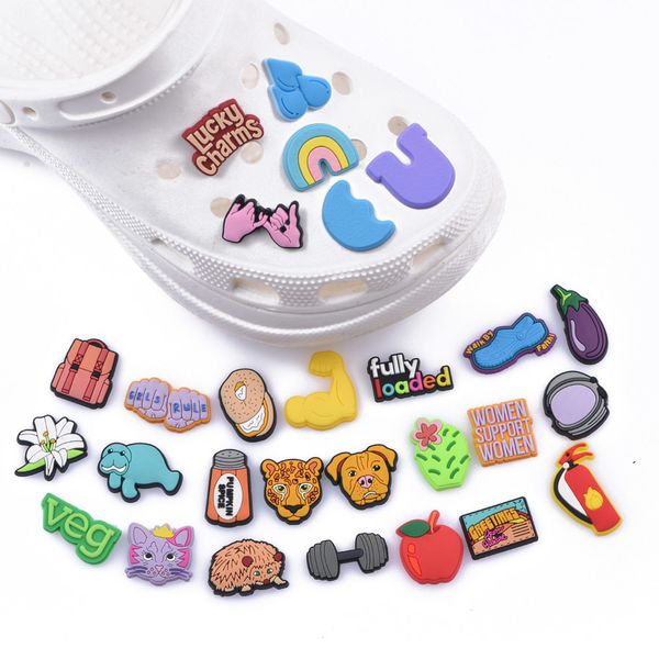 

1pcs lucky charms shoe accessories pvc cartoon animal fruit shoe buckle decoration for croc clogs party kids gifts, White;pink