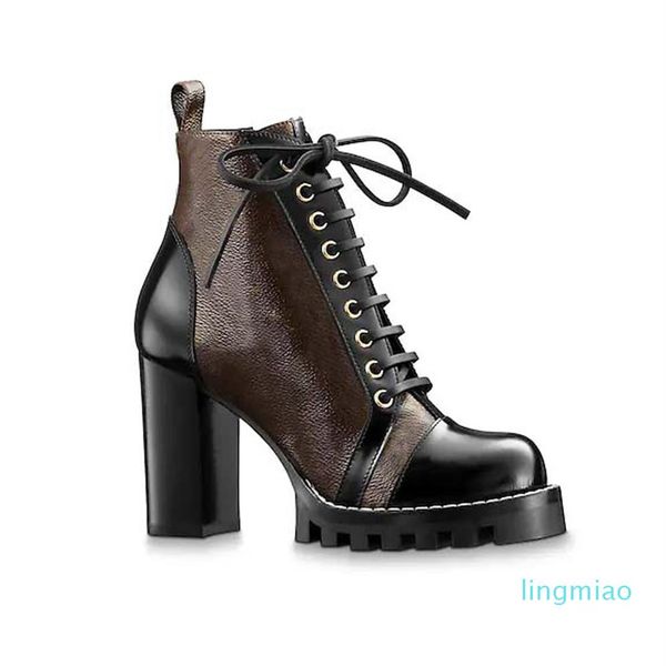 

fashion-luxury womens designer boots printing booties platform work boot snow boot lady brown black white ankle boots winter shoes260y