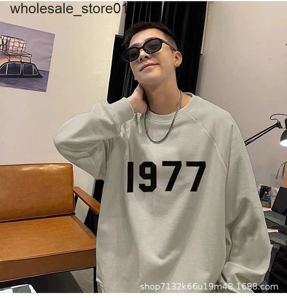 

men's hoodies sweatshirts fog essentials 1977 cotton terry couple round neck sweater american high street fashion brand men's and, Black