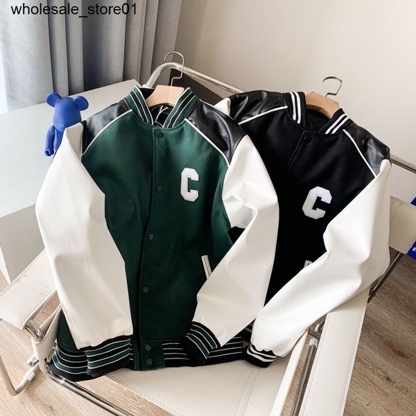 

men's jackets ce ouyang nana the same classic patchwork sleeves lovers' baseball jacket fashion, Black;brown