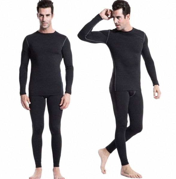 

men's thermal underwear men compression sets fleece for winter male tight bottom -dry warm lined long johns lightweight j95r#, Black;white