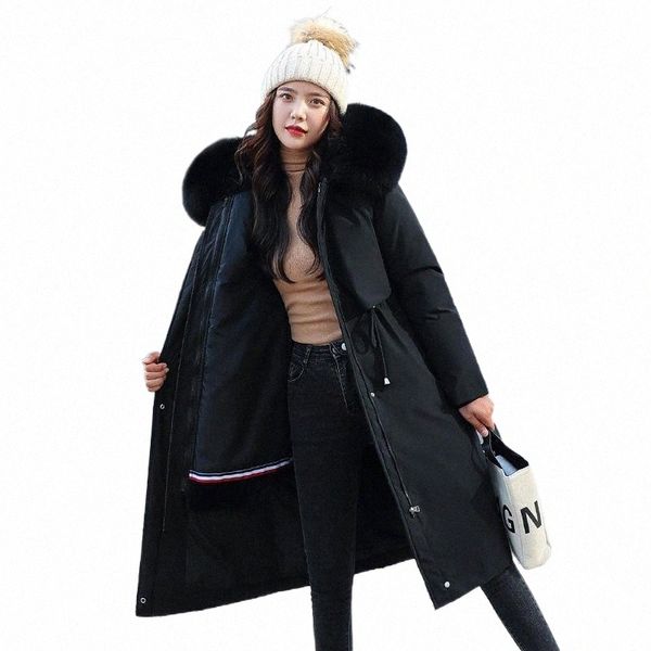 

women's down & parkas 2021 autumn warm fur collar thick jacket fashion short hooded coat winter women office lady streetwear 06tf#, Black