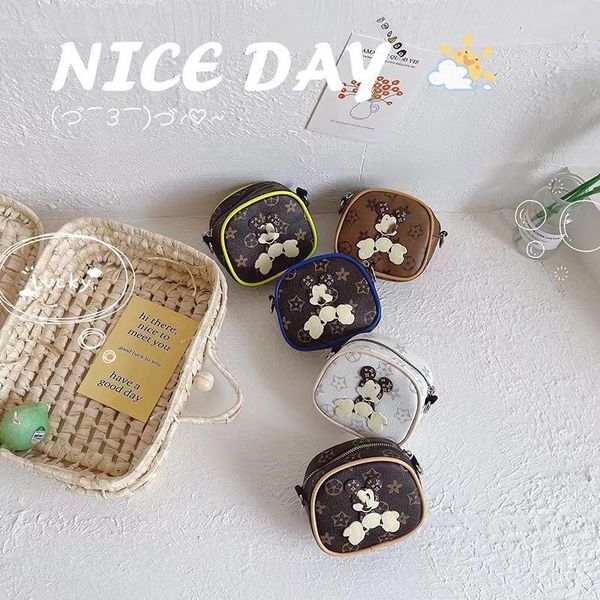 

luxury children cartoon purse kids printed one shoulder bag designer girls pu leather messenger bags a9116, White