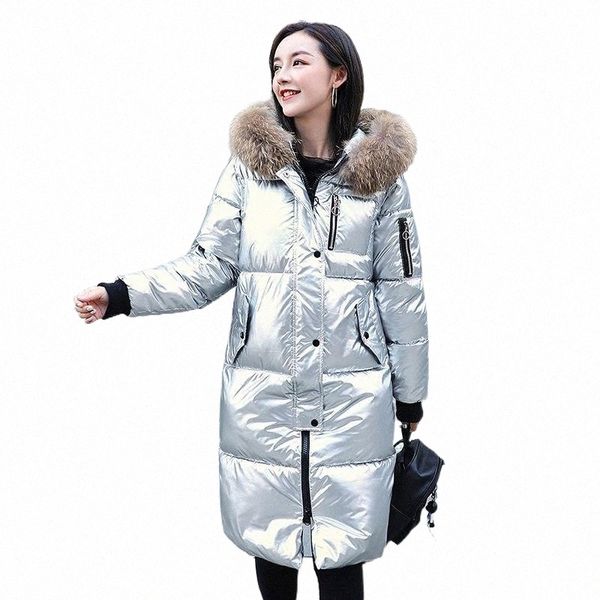 

women's down & parkas 2021 winter long jacket for women oversized hooded solid overcoat female with fur collar plus size casual coat g1, Black